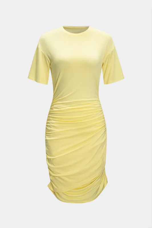 Ruched kort ærmet mini kjole sold by Micas