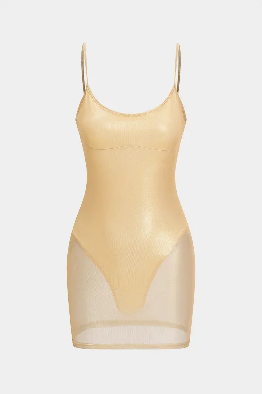 Mesh Sheer Slip ærmeløs mini -kjole sold by Micas