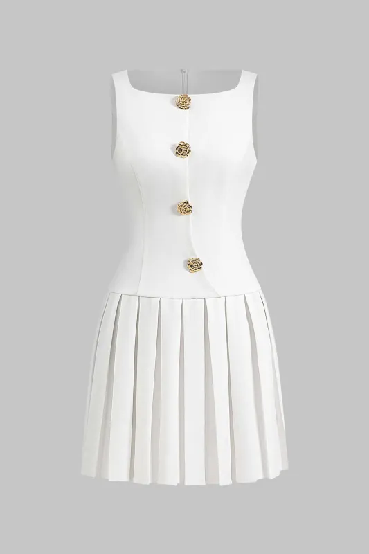 Metallisk knap ærmeløs tank mini kjole sold by Micas