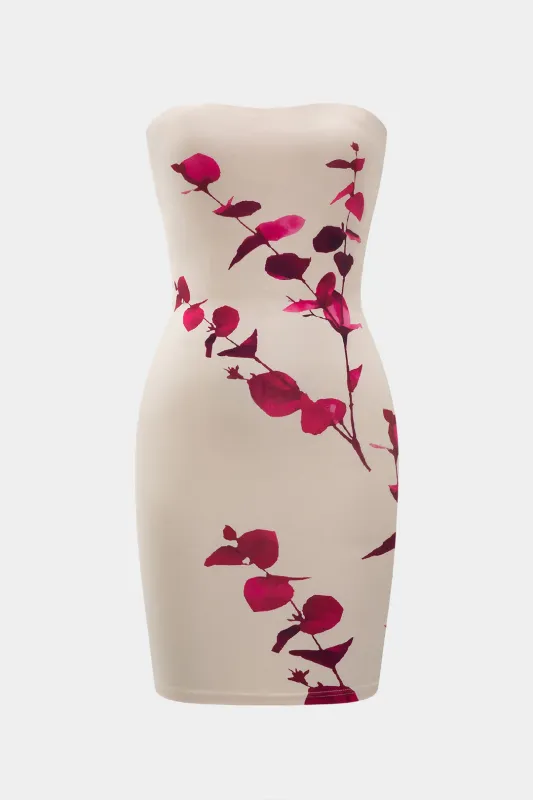 Blomstermønster stroppeløs ærmeløs mini kjole sold by Micas