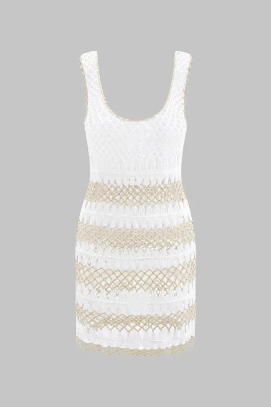 Kontrastbindende hul ud U-hals Ærmeløs tank midi kjole sold by Micas