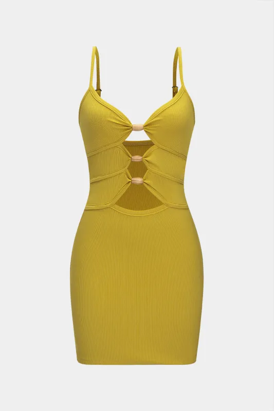 Klip ud V-hals ærmeløs slip midi kjole sold by Micas