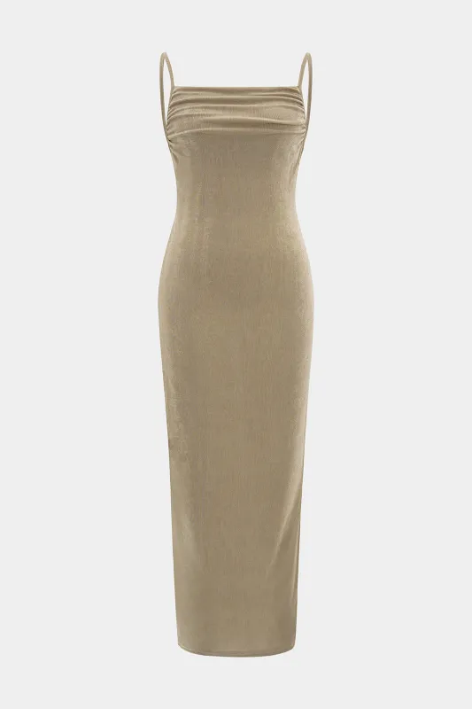 Rygfri sammenbinding Ruched Slip Maxi kjole sold by Micas