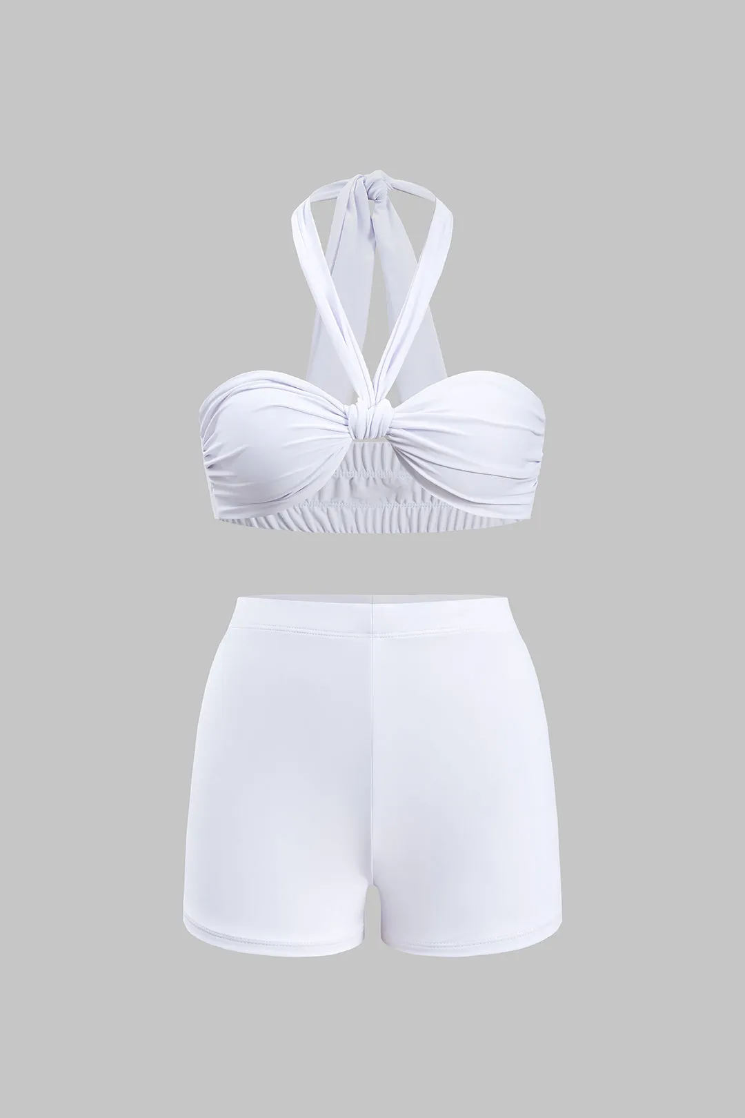 Halter hals frynse knyttede tre-dele shorts sæt sold by Micas product image thumbnail 4
