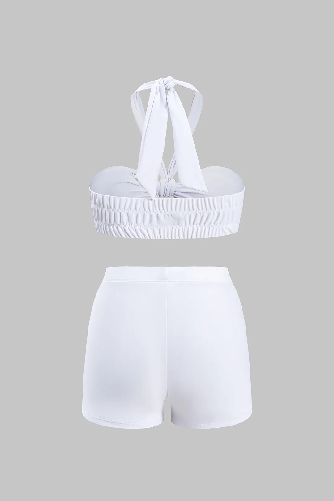 Halter hals frynse knyttede tre-dele shorts sæt sold by Micas product image thumbnail 5