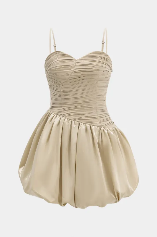 Satin plisseret slip ærmeløs mini kjole sold by Micas