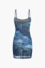 Illusion Mønster Mesh Slip ærmeløs spalte mini kjole sold by Micas