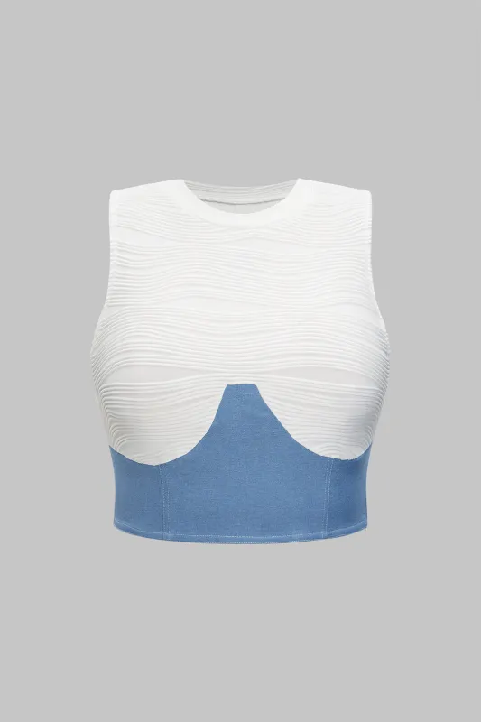 Plus Size Denim Patchwork Tank Top sold by Micas