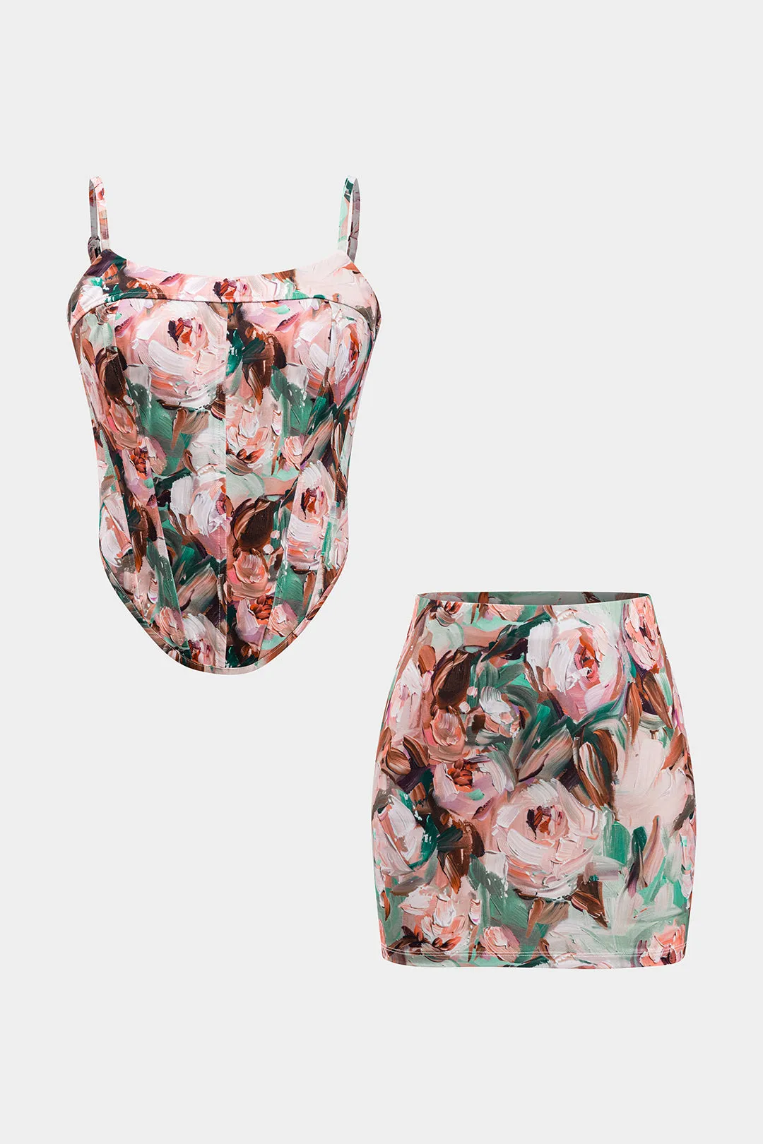 Blomstermønster cami top og nederdel sæt sold by Micas product image thumbnail 2