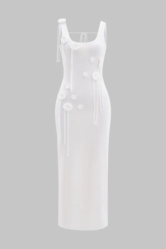 3d blomster ærmeløs tank maxi kjole sold by Micas