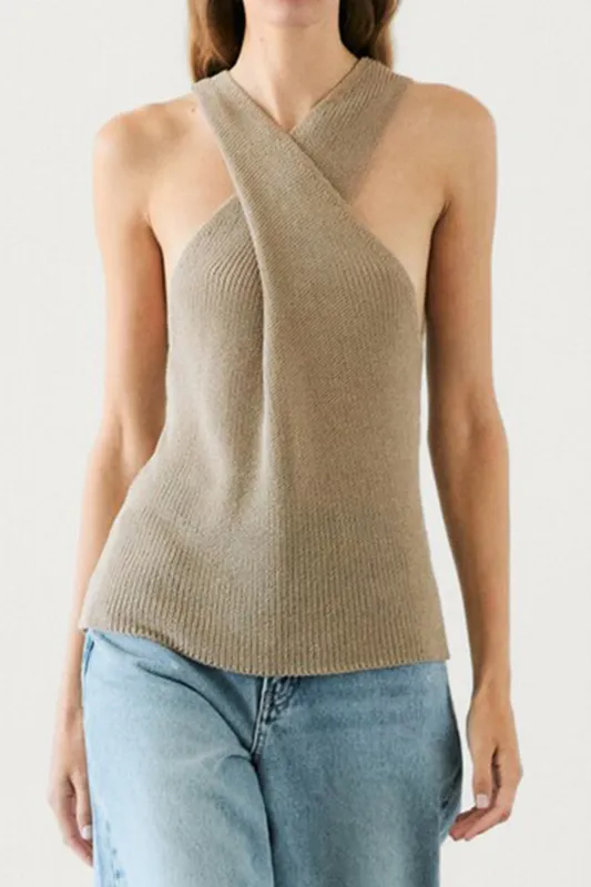 Knit krydset detaljeret tank top sold by Micas