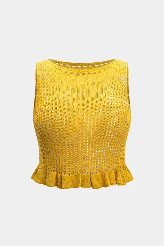 Plus størrelse strik ruffle tank top sold by Micas