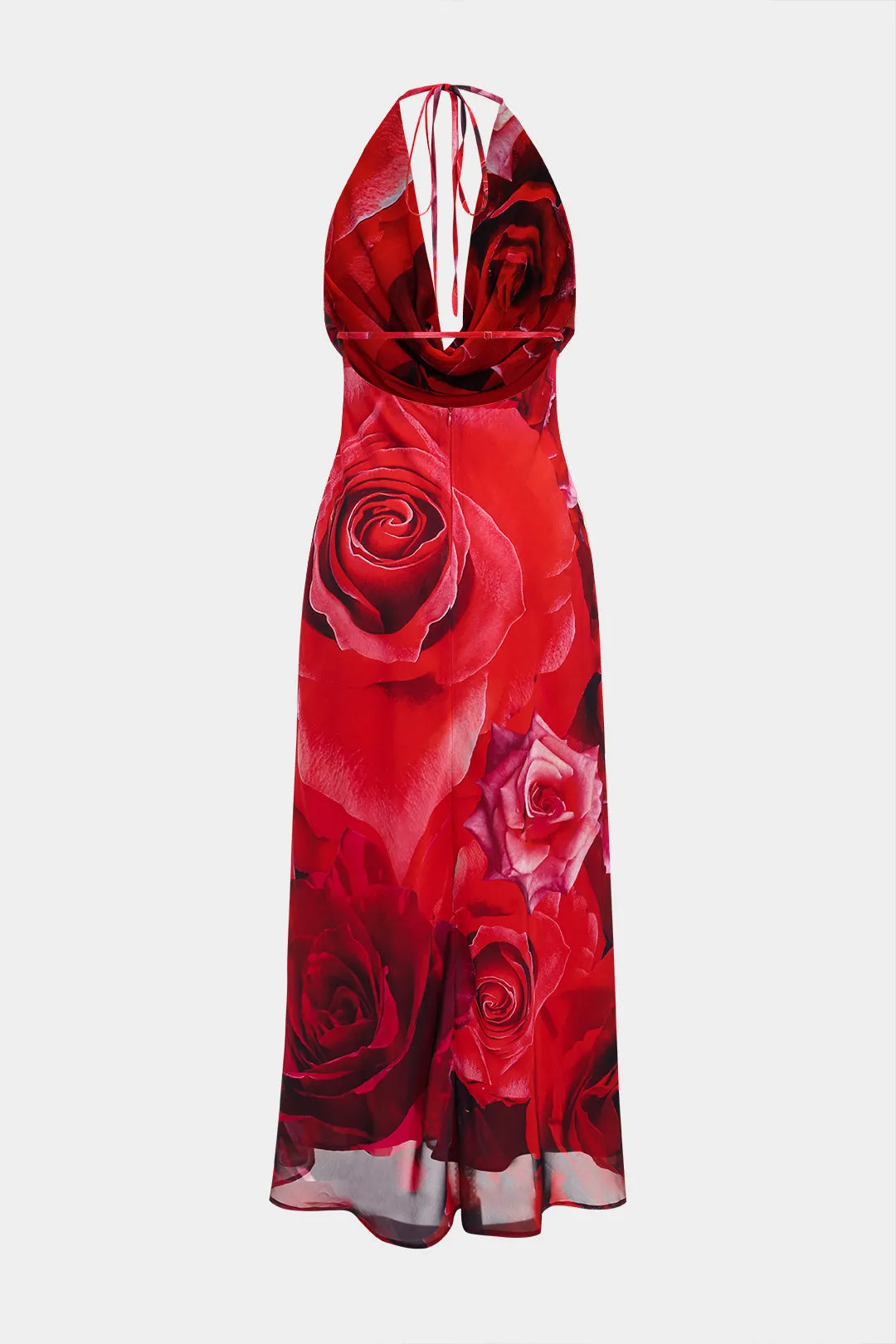 Chiffon Floral Pattern Halter Neck Cowl Neck Zipper Sleeveless Maxi Dress sold by Micas product image thumbnail 3
