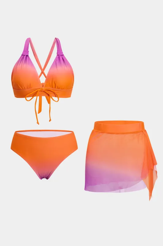 Ombre mesh slips tilbage tre stykker bikini sæt sold by Micas