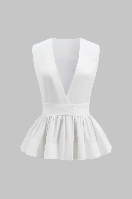 Linned V-hals Ruched Tank Top sold by Micas