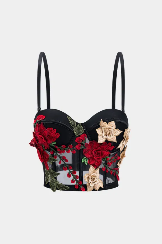 Mesh Sheer Slip Appliques Bustier Cami Top sold by Micas