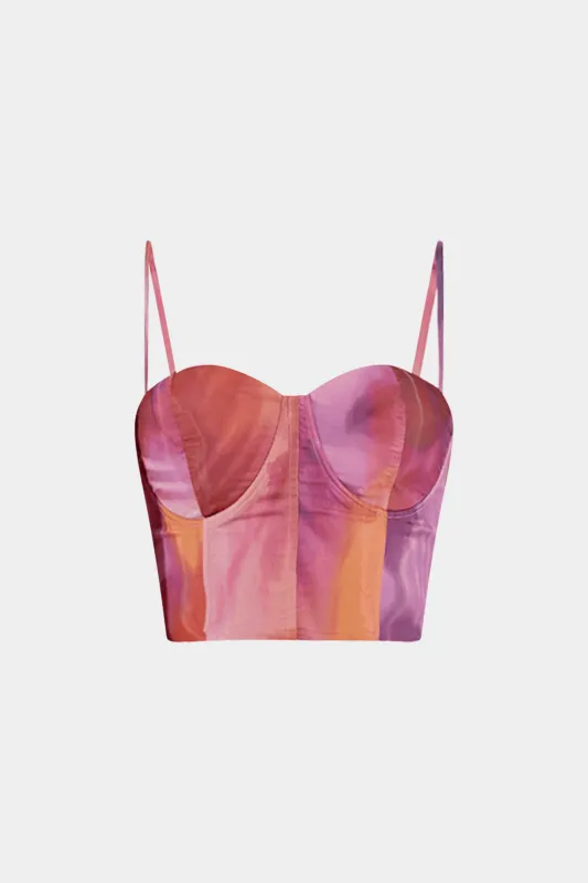 Akvarelmønster satin slip bustier cami top sold by Micas