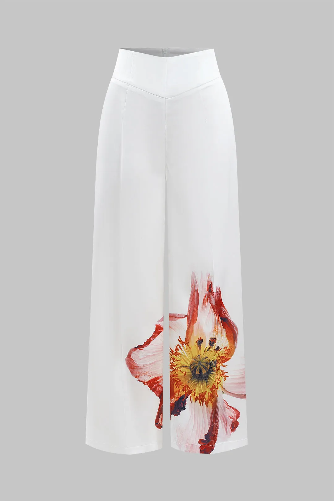 Satin blomster mønster høje talje bukser sold by Micas product image thumbnail 2