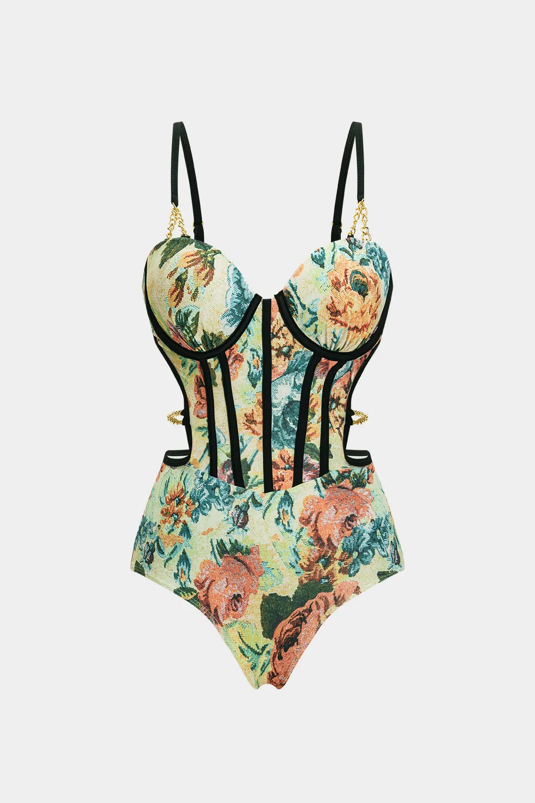 Blomstermønster Metallisk indretning Korset Tummy Control Swimsuit og Cover Up Set sold by Micas product image thumbnail 2