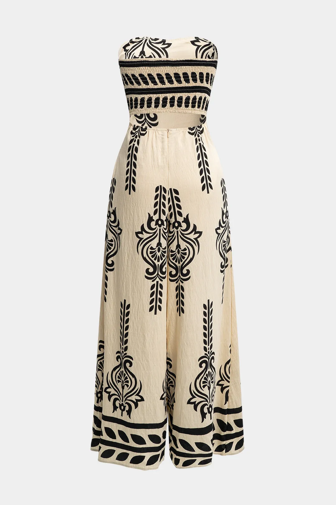 Kontrastmønsterbinding foran Shirred Stropløs ærmeløs jumpsuit sold by Micas product image thumbnail 2