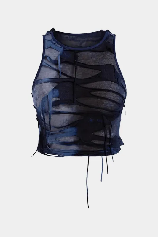 Plus størrelse slips farvestof rippet tank top sold by Micas