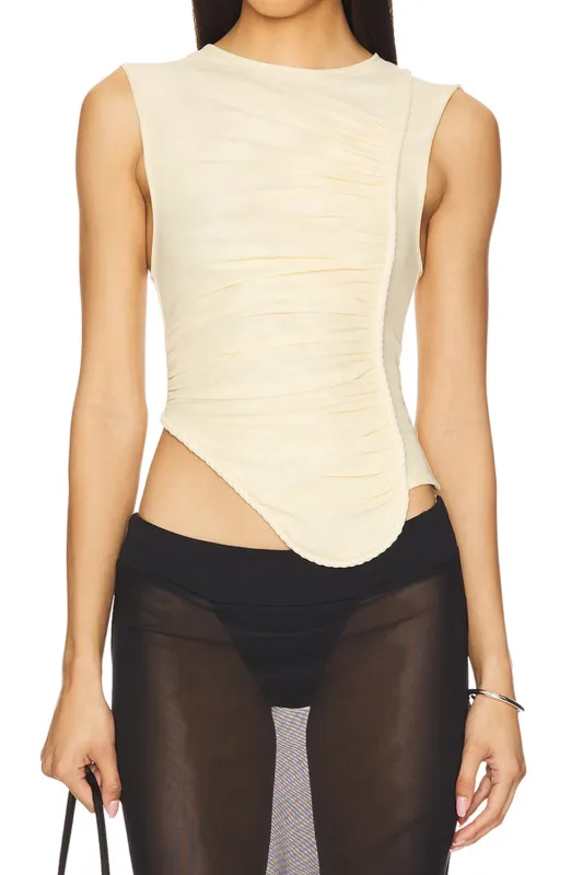 Mesh Asymmetrical Braided Tank Top sold by Micas