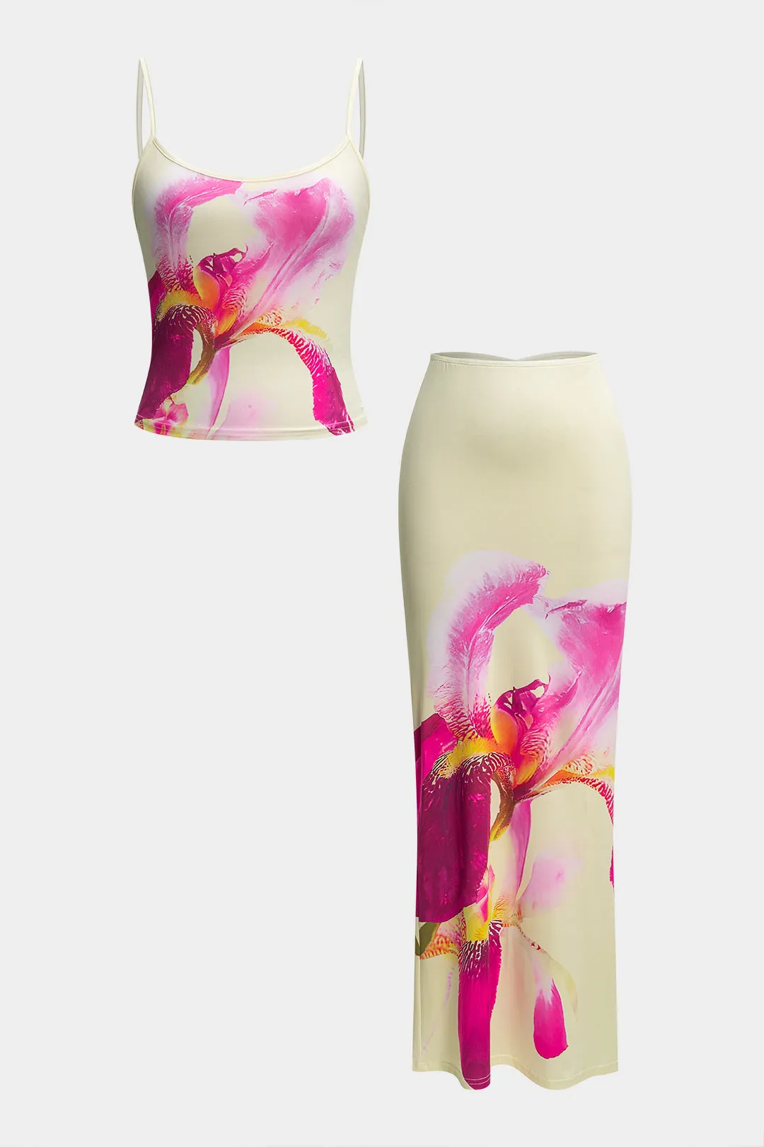 Blomstermønster Cami Top og Ruched Nederdel sæt sold by Micas