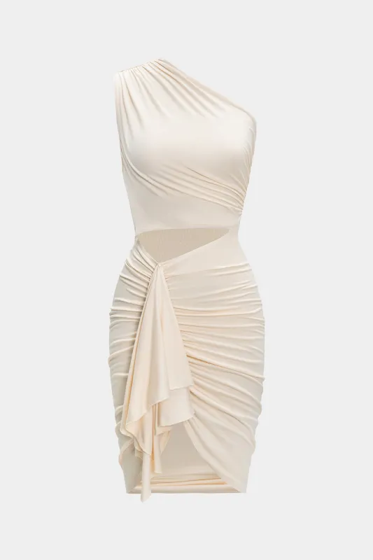 Ruched Asymmetrical Cut Out Midi Dress sold by Micas
