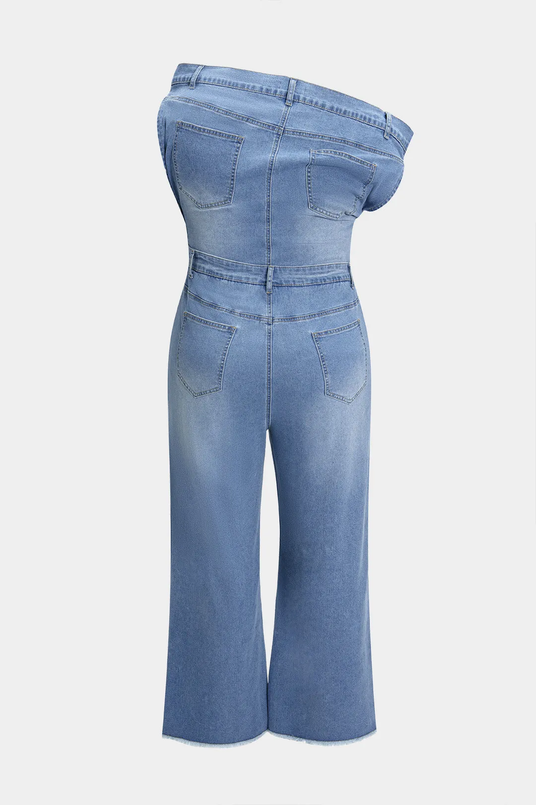 Plus Size Denim Asymmetrical Wide Leg Jumpsuit sold by Micas product image thumbnail 2