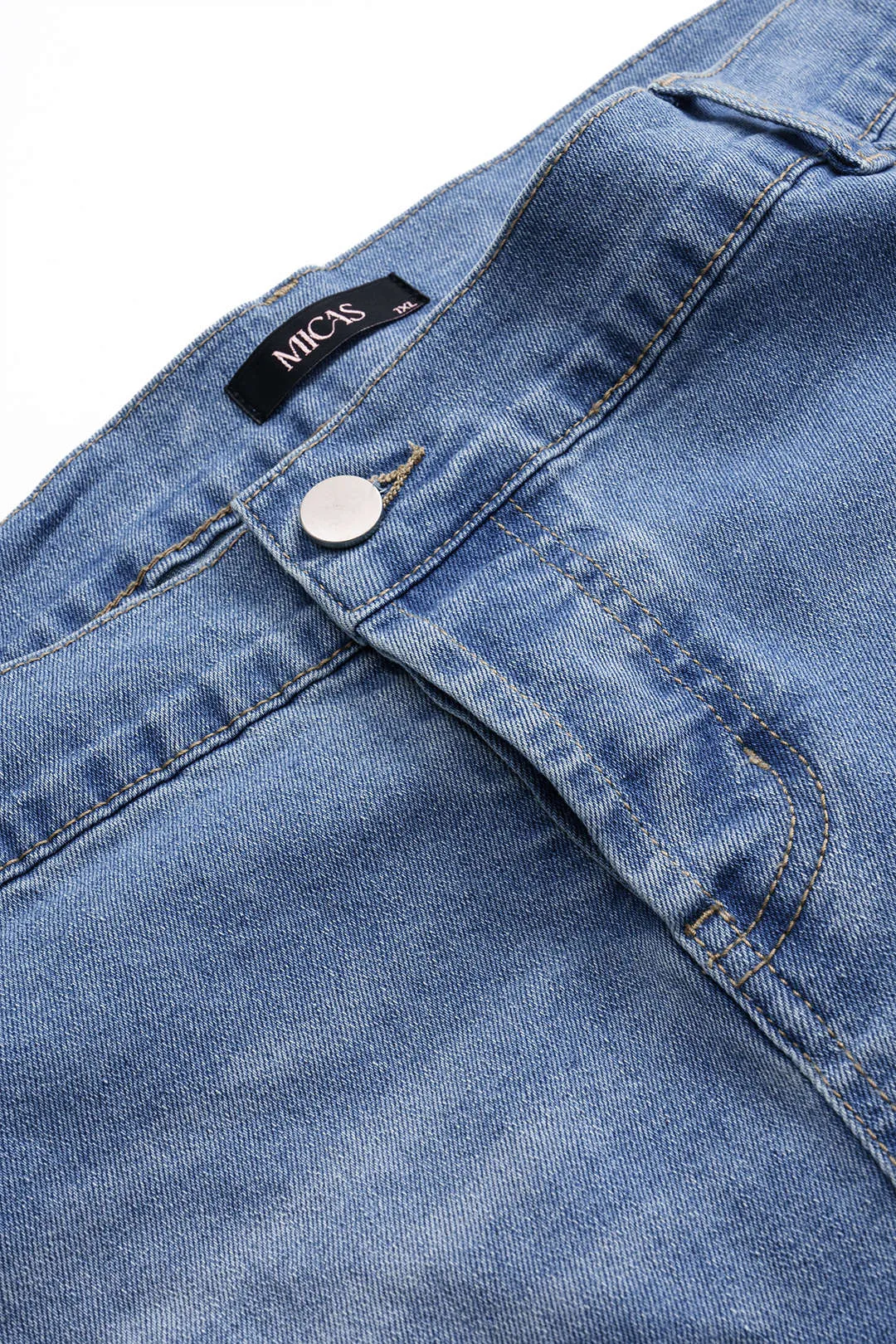 Plus Size Denim Asymmetrical Wide Leg Jumpsuit sold by Micas product image thumbnail 3