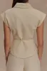 Linen Tie Up Asymmetrical V-Neck Tank Top sold by Micas