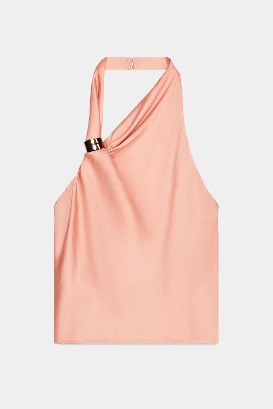 Backless Ruched Halter Neck Twist Knot Cami Top sold by Micas