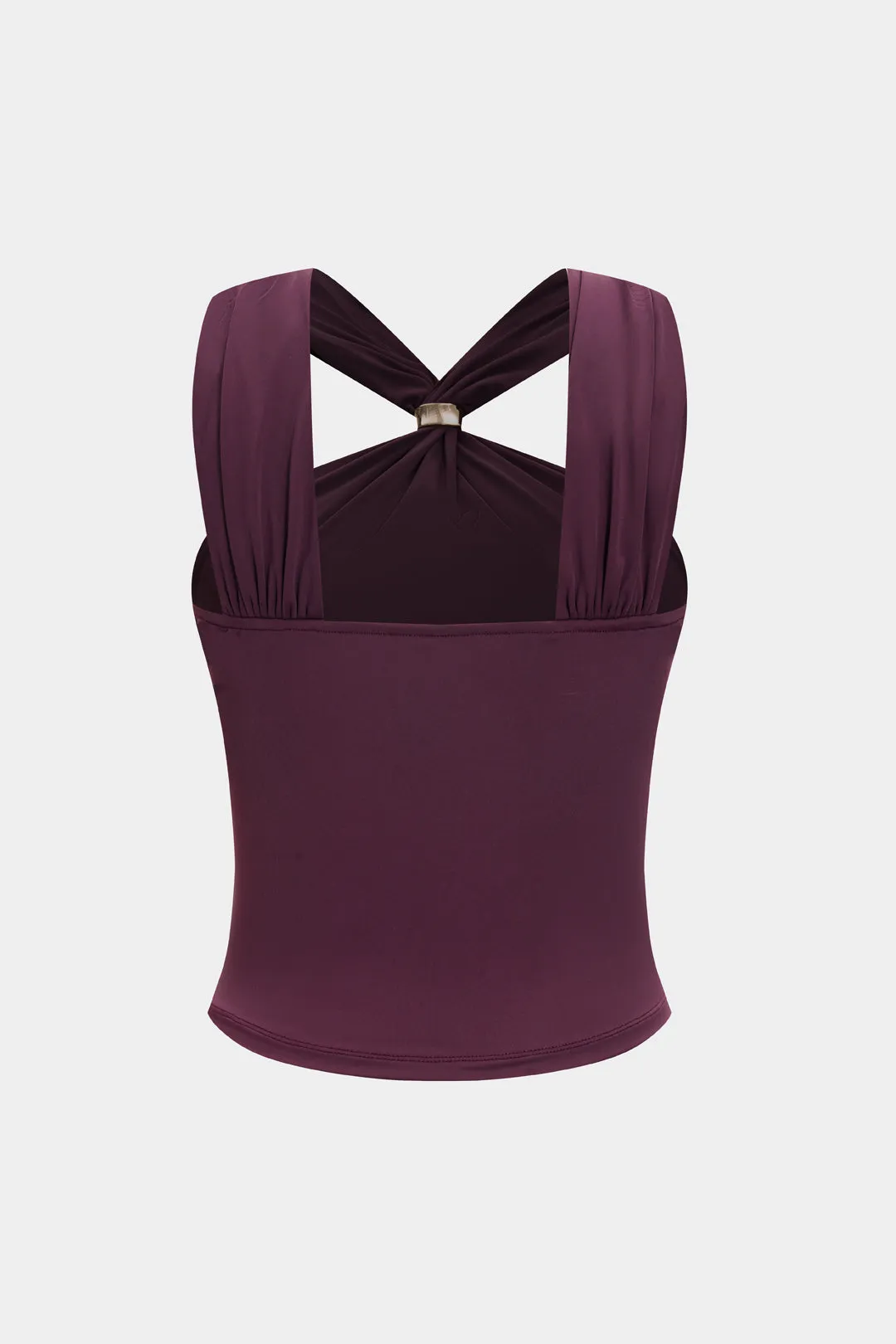 Ruched Twist Knot Metallic Decor Tank Top And Skirt Set sold by Micas product image thumbnail 3