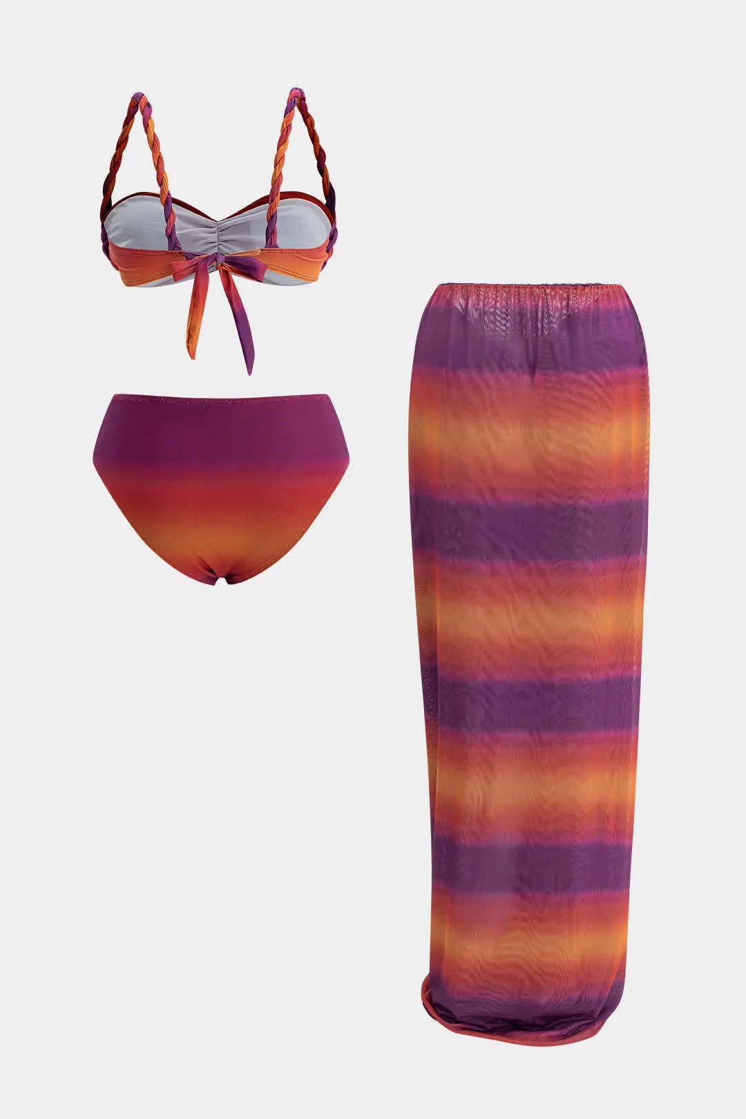 Mesh Ombre flettet tre-stykker bikini-sæt sold by Micas product image thumbnail 3