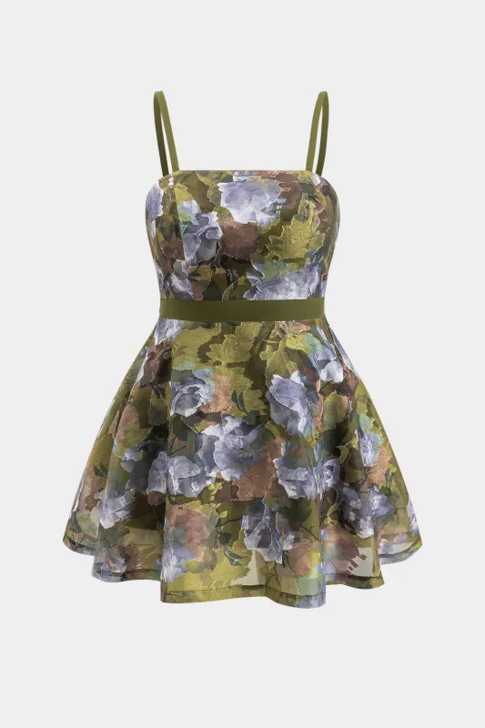 Plus Size Floral Pattern Jacquard Slip Sleeveless Mini Dress sold by Micas