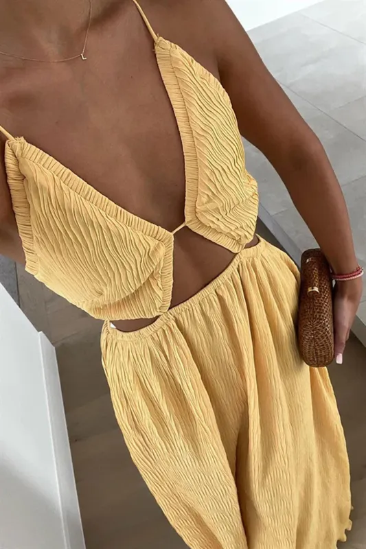 Pleated V-Neck Sleeveless Slip Maxi Dress sold by Micas