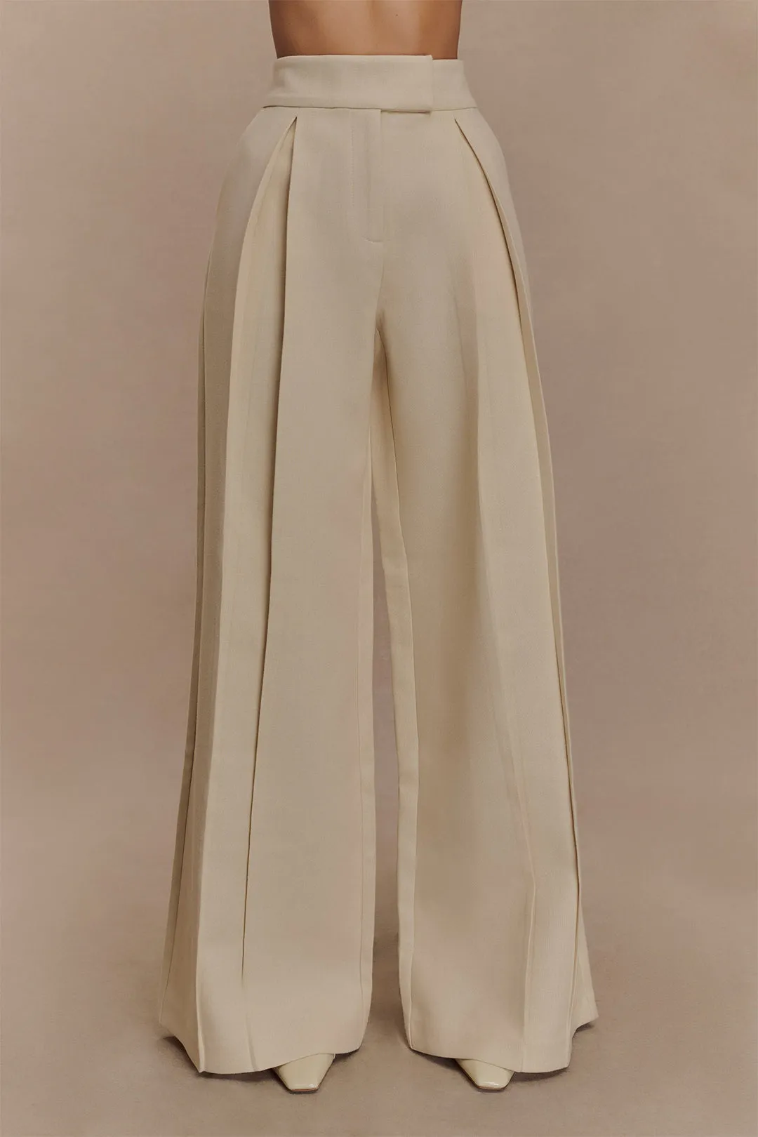 Solid Linen Pleated High Waist Trousers sold by Micas