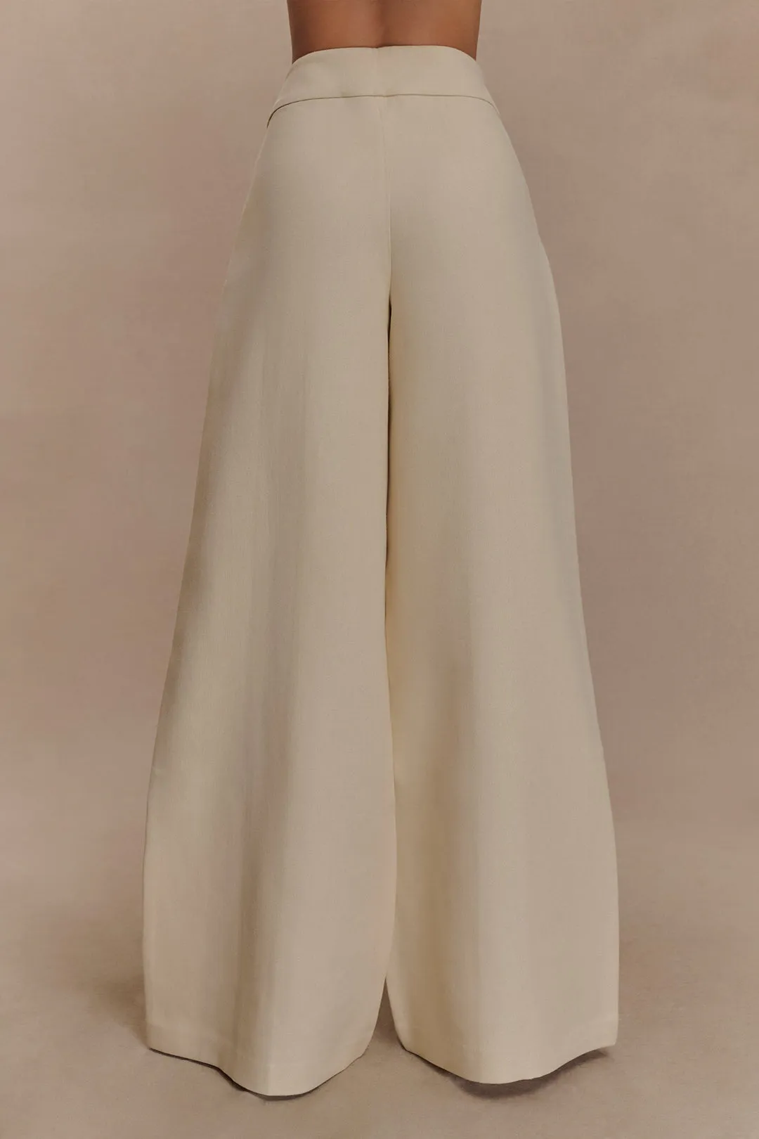 Solid Linen Pleated High Waist Trousers sold by Micas product image thumbnail 2