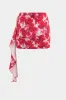 Satin blomsterprint asymmetrisk ruffle nederdel sold by Micas