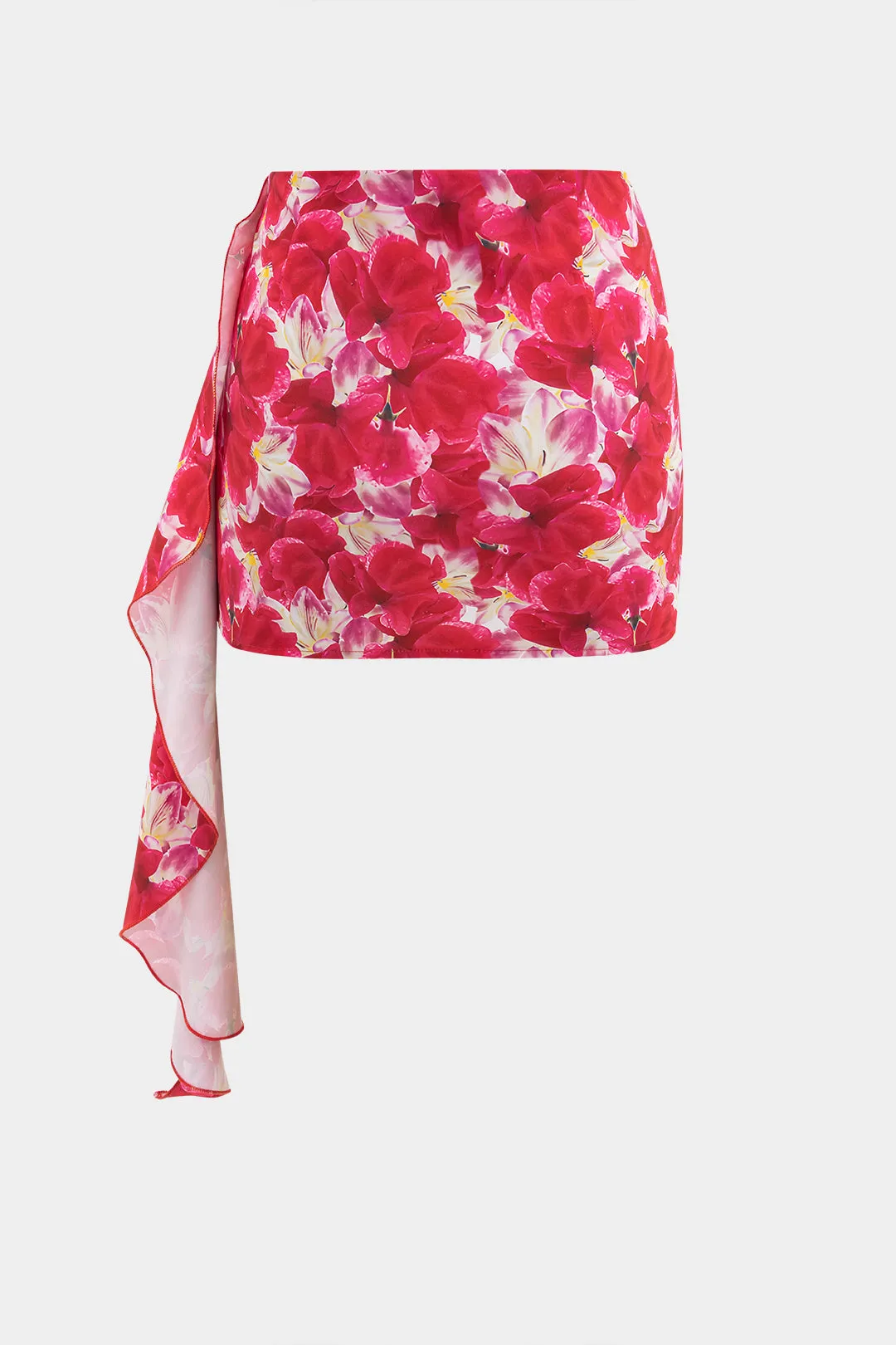 Satin blomsterprint asymmetrisk ruffle nederdel sold by Micas product image thumbnail 2