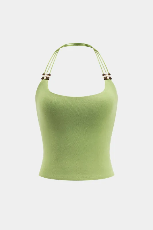 Beaded Halter Neck Backless Cami Top sold by Micas