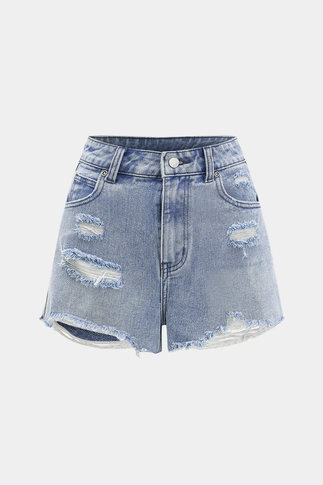 Denim revet med høje talje brede benshorts sold by Micas