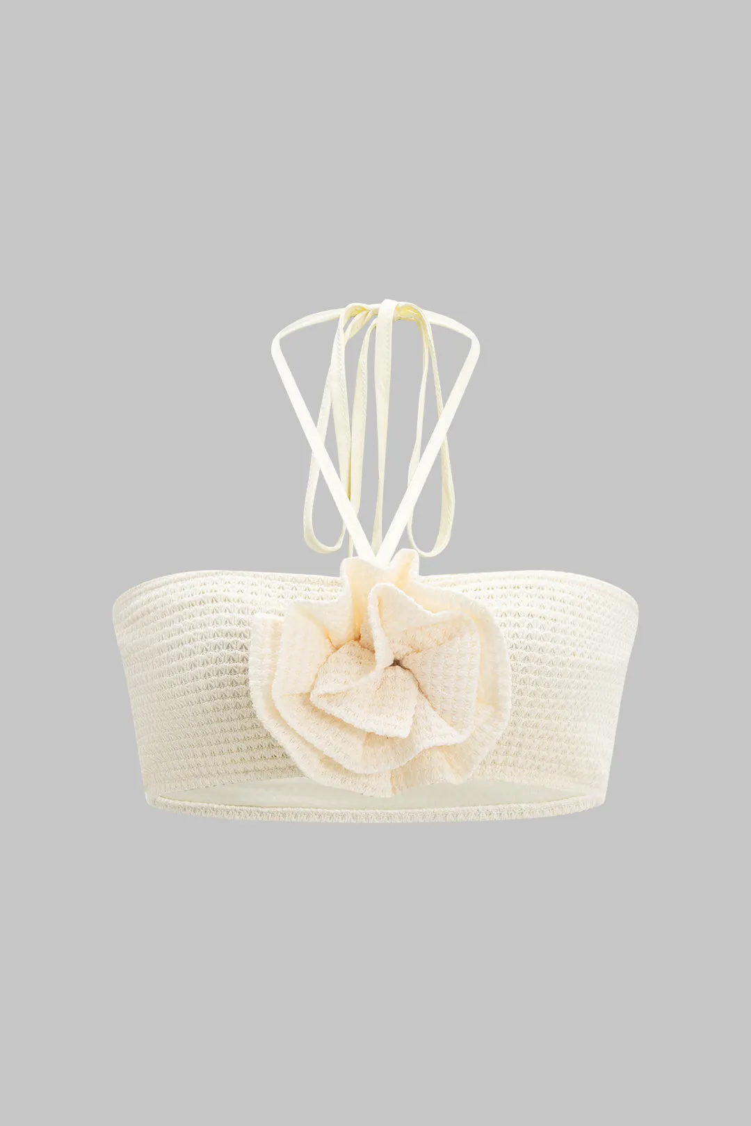 3D Floral Halter Neck Tie Up High Slit Three-Pieces Bikini Set sold by Micas product image thumbnail 3