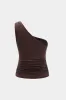 Ruched One Shoulder Asymmetrical Tank Top sold by Micas