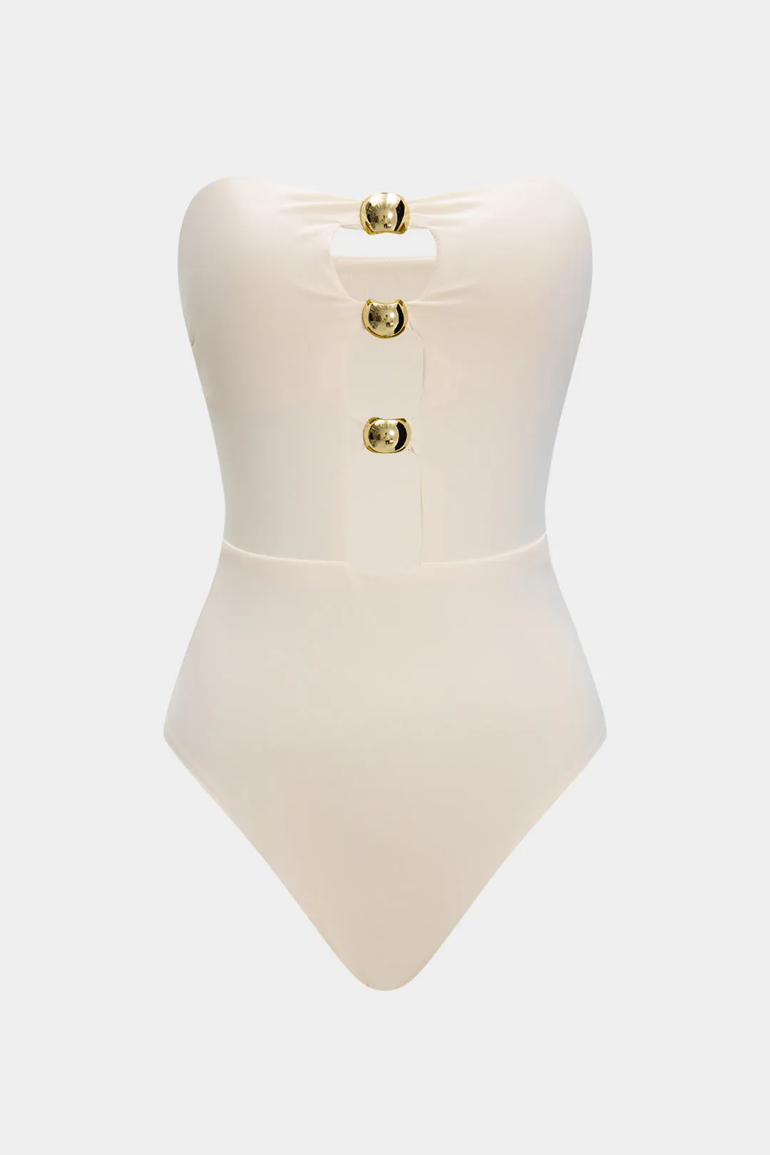 Metallisk indretning Skåret ud ruket stroppeløs ærmeløs rør bodysuit sold by Micas