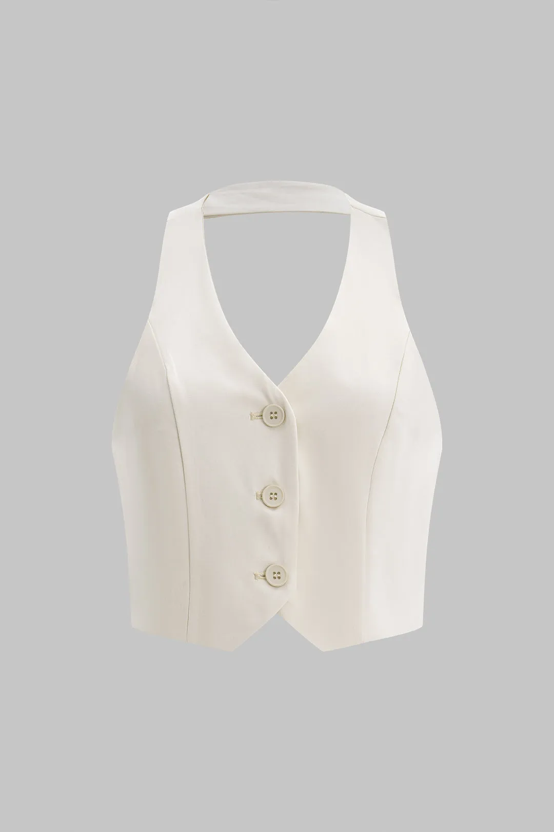 Halter hals knap rygfri tank top og plisseret nederdel sæt sold by Micas product image thumbnail 2