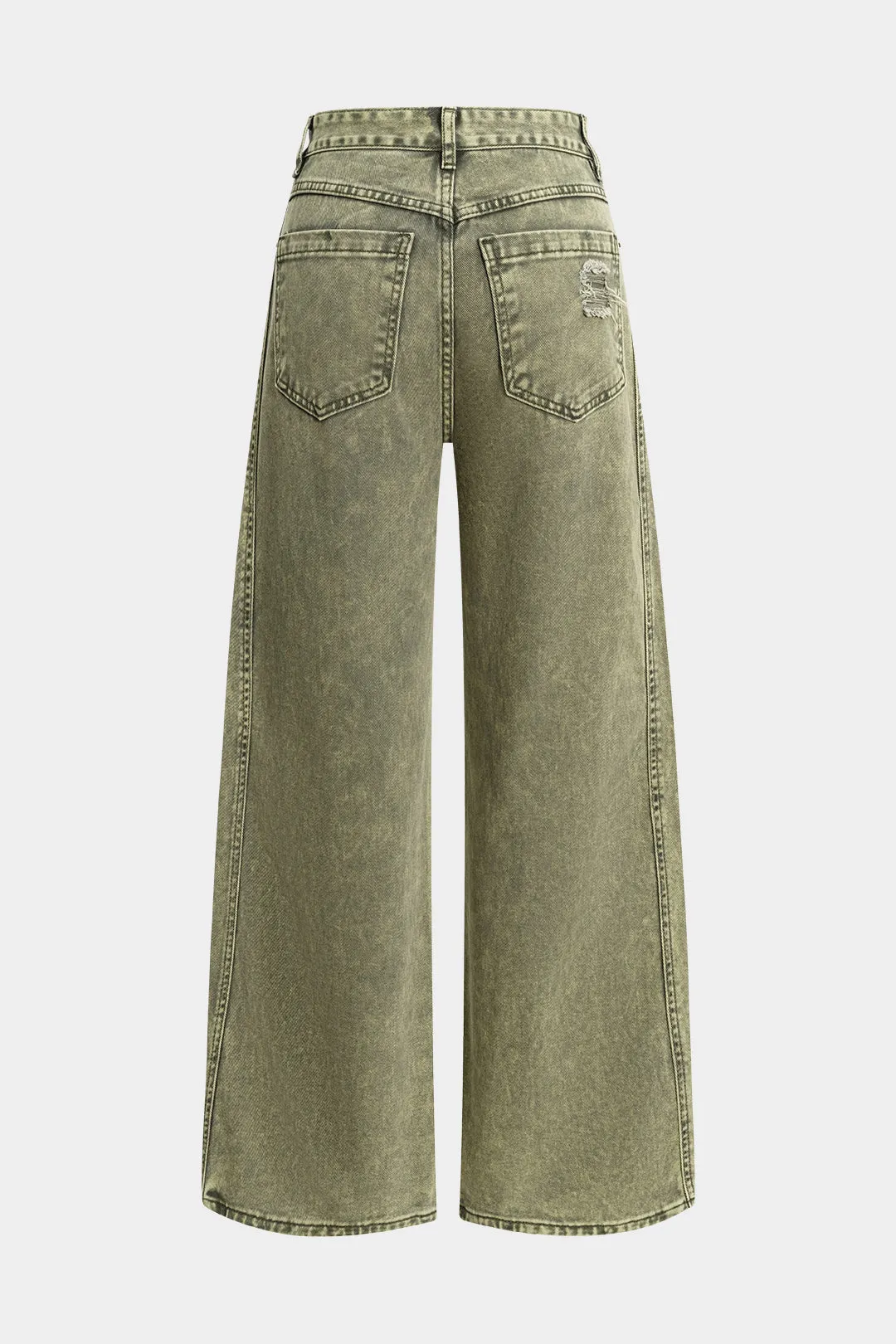 Denim Washed Ripped Wide Leg Jeans sold by Micas product image thumbnail 2