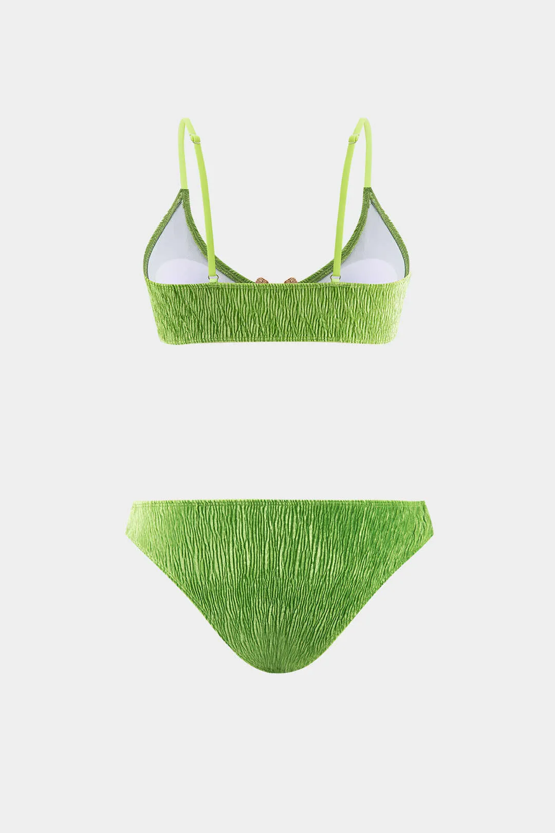Plusstørrelse plisseret metallisk dekor tegning af 3-stykker bikini sæt sold by Micas product image thumbnail 4