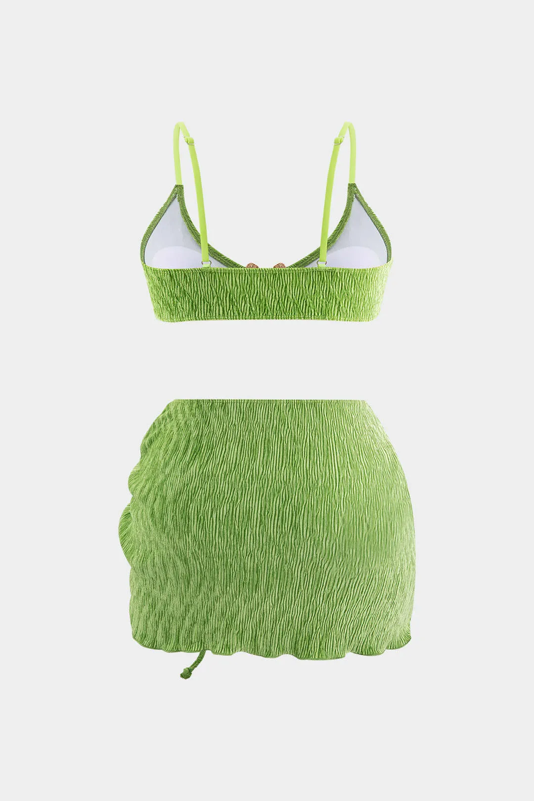 Plusstørrelse plisseret metallisk dekor tegning af 3-stykker bikini sæt sold by Micas product image thumbnail 2