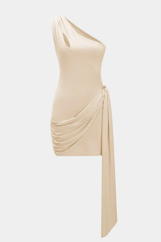 Metallic Decor Ruched Cut Out Asymmetrical Mini Dress sold by Micas